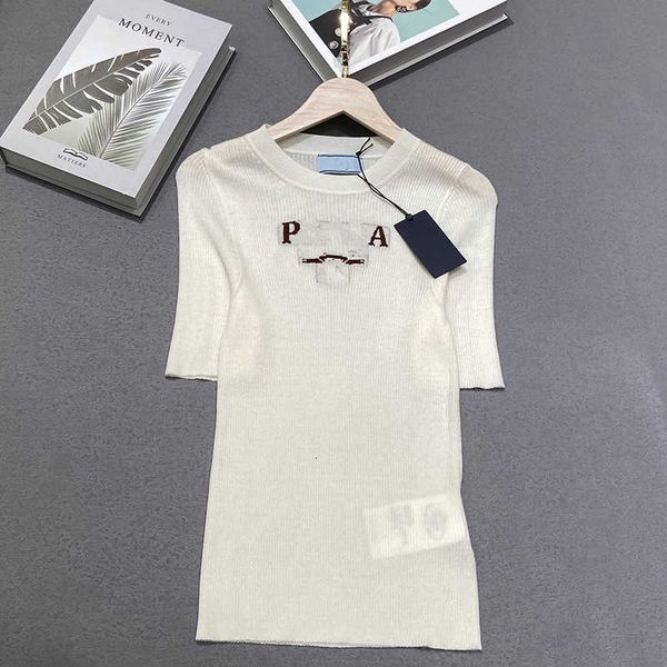 T-Shirt Women' Summer Round Neck Knitted Short Sleeve Letter T-shirt Top Temperament Slim Wool Material 6YZH, White
T-Shirt Women' Summer Round Neck Knitted Short Sleeve Letter T-shirt Top Temperament Slim Wool Material 6YZH, White