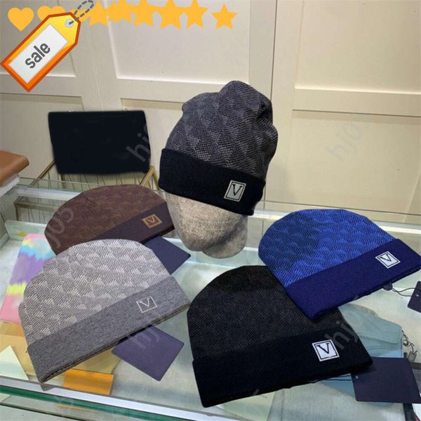 

Plaid designer beanie designer hats for men knitted bonnets winter hat fall thermal skull cap ski travel classical luxury beanies brown black grey keep warmq1111l, 5#