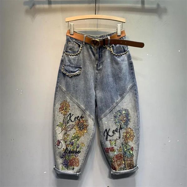 jeans european 2023 spring summer new ladies printed diamond denim harem pants women's fashion streetwear elastic waist daddy jeans, Blue
jeans european 2023 spring summer new ladies printed diamond denim harem pants women's fashion streetwear elastic waist daddy jeans, Blue