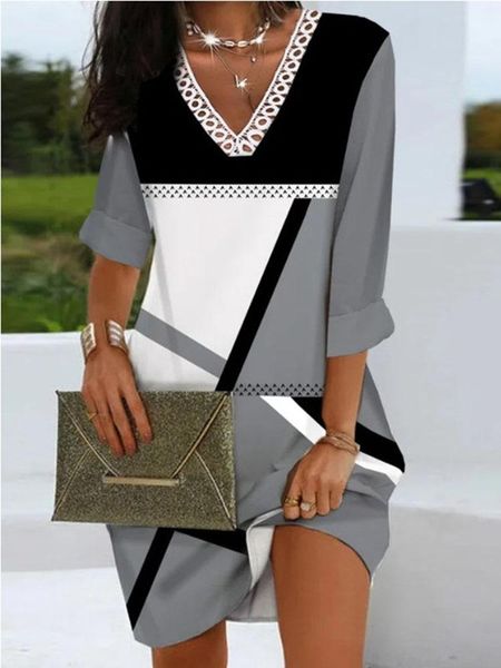 dresses elegant women's dresses 2023 summer fashion colorblock contrast lace long sleeve casual vneck mind dress for women robe femme, Black;gray
dresses elegant women's dresses 2023 summer fashion colorblock contrast lace long sleeve casual vneck mind dress for women robe femme, Black;gray