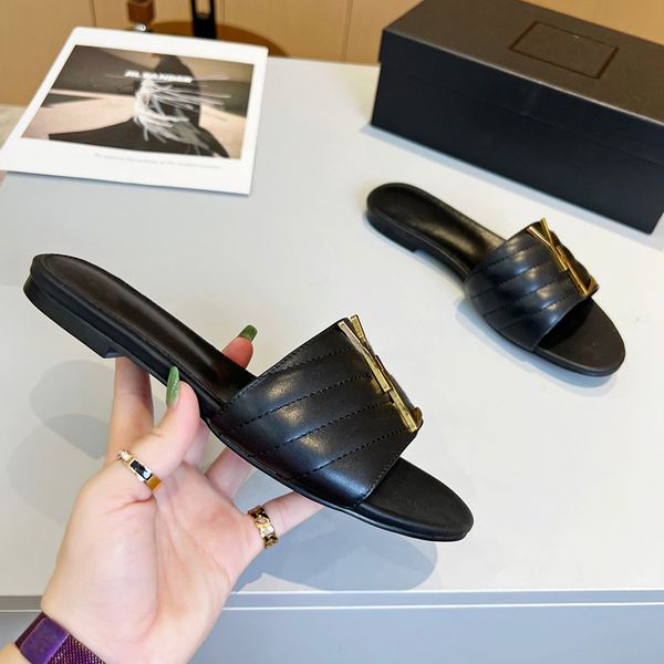 designer women's yslity slippers sandals shoes metal cassander slide summer fashion wide flat flip flops szie 35-43, Black
designer women's yslity slippers sandals shoes metal cassander slide summer fashion wide flat flip flops szie 35-43, Black