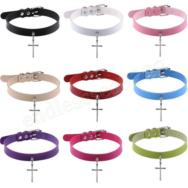 16 colors punk cross pendant necklace for women fashion new black pu leather necklace torques gothic jewelry accessories, Golden;silver
16 colors punk cross pendant necklace for women fashion new black pu leather necklace torques gothic jewelry accessories, Golden;silver