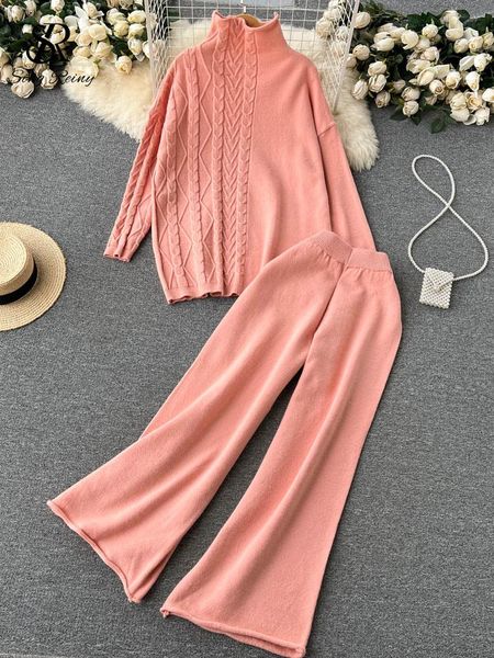 pants singreiny ladies turtleneck casual sweater suits hemp flowers spliced knit rolled wide leg long pant winter two pieces sets, White
pants singreiny ladies turtleneck casual sweater suits hemp flowers spliced knit rolled wide leg long pant winter two pieces sets, White