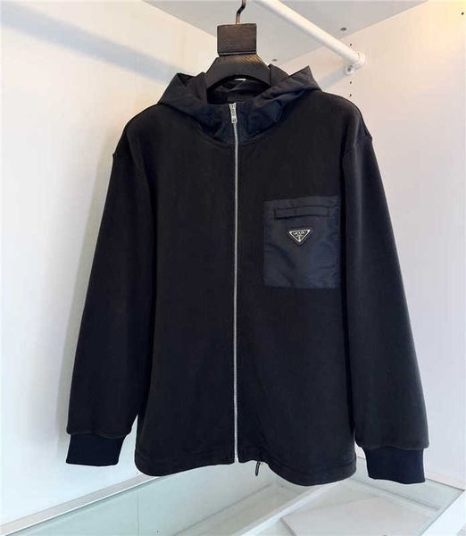 Jackets Men's P family's correct hooded jacket Pu nylon patchwork fleece men's and women's loose triangle pocket jacket 3848, Black
Jackets Men's P family's correct hooded jacket Pu nylon patchwork fleece men's and women's loose triangle pocket jacket 3848, Black