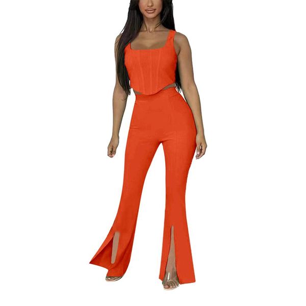 pants summer women 2 pieces outfits solid color irregular hem sleeveless tank high waist slit flare pants set streetwear, White
pants summer women 2 pieces outfits solid color irregular hem sleeveless tank high waist slit flare pants set streetwear, White