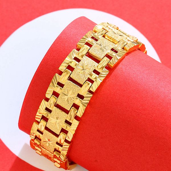 men bracelet wrist chain link solid thick real 18k gold colr statement male jewelry gift 23cm long, Black
men bracelet wrist chain link solid thick real 18k gold colr statement male jewelry gift 23cm long, Black