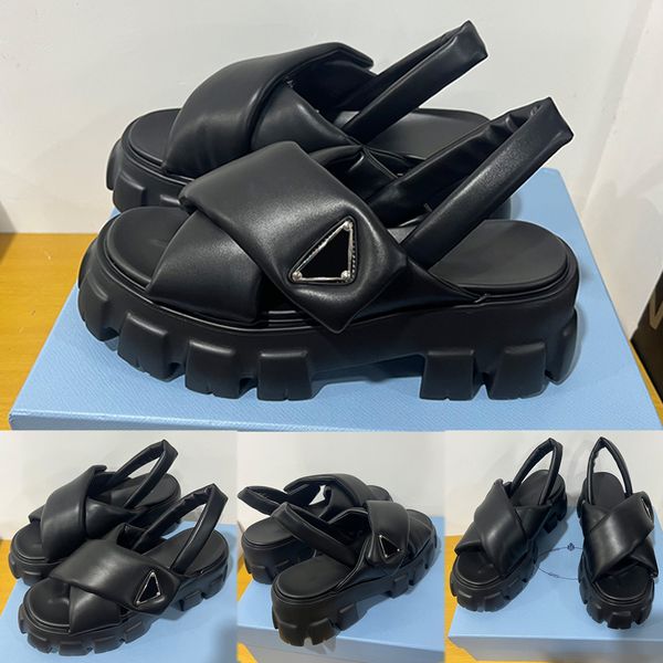 monolith padded nappa leather sandals f055 upper with triangular signature logo womens designer sandal slippers classic fashionable beach pl, Black
monolith padded nappa leather sandals f055 upper with triangular signature logo womens designer sandal slippers classic fashionable beach pl, Black