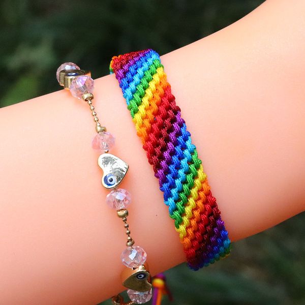 womens handmade rainbow color gift rope link bracelets jewelry new fancy adjustable woven bracelet, Golden;silver
womens handmade rainbow color gift rope link bracelets jewelry new fancy adjustable woven bracelet, Golden;silver