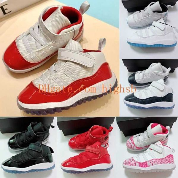 kids baby 11 11s gym red bred concord infant basketball shoes xi space jam gamma blue 72-10 children boys girls sneakers toddlers gift, Black