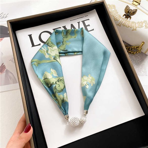 scarves silk ribbon magnet scarf women print solid luxury design necklace foulard hand bag wrist scarves brand neck tie accessories 2022 j23, Blue;gray
scarves silk ribbon magnet scarf women print solid luxury design necklace foulard hand bag wrist scarves brand neck tie accessories 2022 j23, Blue;gray