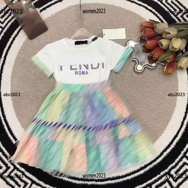 kids dress child clothing baby clothes summer two-piece suit logo printed round neck t-shirt and colorful letter skirt, White
kids dress child clothing baby clothes summer two-piece suit logo printed round neck t-shirt and colorful letter skirt, White