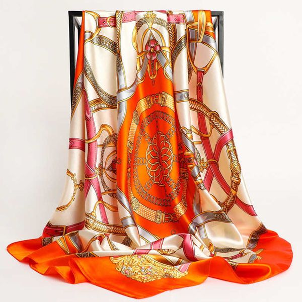 scarves 9090cm versatile silk scarf women large shawl floral print stoles square bandanna luxury brand kerchief female foulard muffler j2304, Blue;gray
scarves 9090cm versatile silk scarf women large shawl floral print stoles square bandanna luxury brand kerchief female foulard muffler j2304, Blue;gray