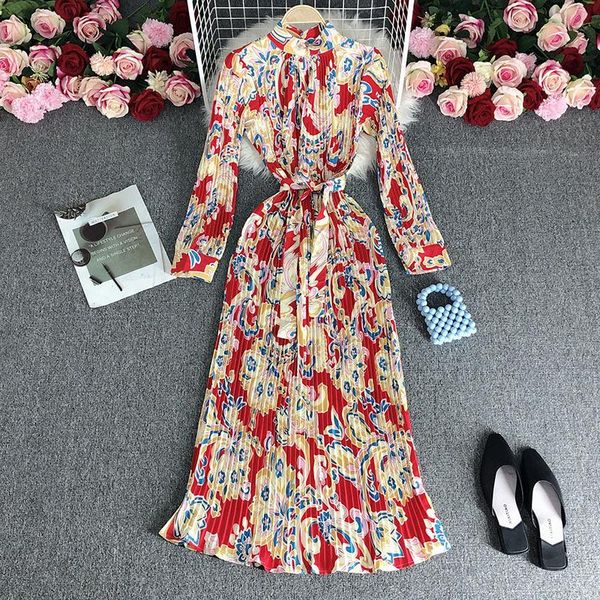 dresses european style retro printing heavy pleated long dress ladies temperament small stand collar slim holiday dress women, Black;gray
dresses european style retro printing heavy pleated long dress ladies temperament small stand collar slim holiday dress women, Black;gray