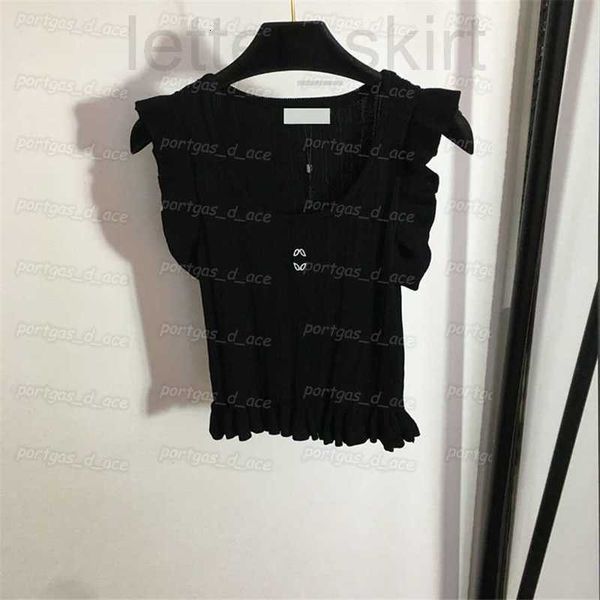 women's plus size t-shirt luxuriousknitted women t shirt letters embroidered tank ruffle short sleeve knitted vest 3 colors tcoi, Black
women's plus size t-shirt luxuriousknitted women t shirt letters embroidered tank ruffle short sleeve knitted vest 3 colors tcoi, Black