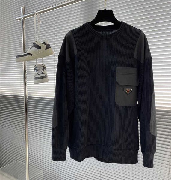 Sweaters Men's High quality P family pocket knitted sweater with triangular logo for men and women's fashionable versatile patchwork round neck YM3H, Black
Sweaters Men's High quality P family pocket knitted sweater with triangular logo for men and women's fashionable versatile patchwork round neck YM3H, Black