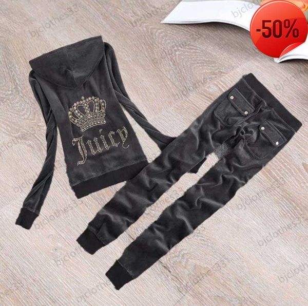 design trend juicy tracksuit brand womens two piece pants back classic drill decoration hooded velvet fabric bunched leg trousers 23ess, Gray
design trend juicy tracksuit brand womens two piece pants back classic drill decoration hooded velvet fabric bunched leg trousers 23ess, Gray