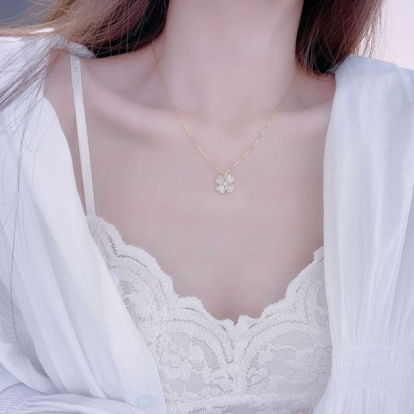 four leaf grass necklace steel cat's eye stone exquisite petal collar chain simple and elegant style women's new neckchain light l, Silver
four leaf grass necklace steel cat's eye stone exquisite petal collar chain simple and elegant style women's new neckchain light l, Silver