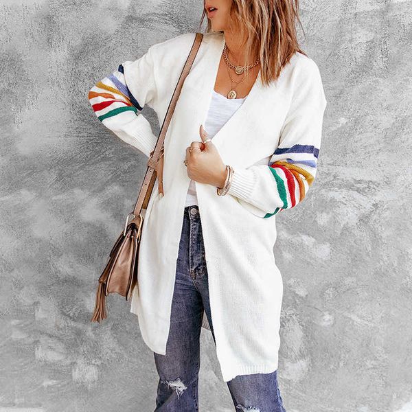 women shiying knitwear 2023 color contrast lantern sleeve cardigan sweater new long autumn and winter coat, White
women shiying knitwear 2023 color contrast lantern sleeve cardigan sweater new long autumn and winter coat, White