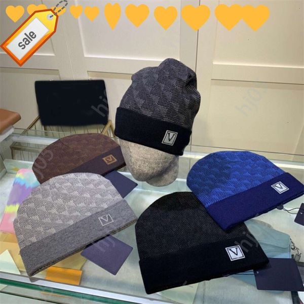 

Plaid designer beanie designer hats for men knitted bonnets winter hat fall thermal skull cap ski travel classical luxury beanies brown black grey keep warm99911l, 4#