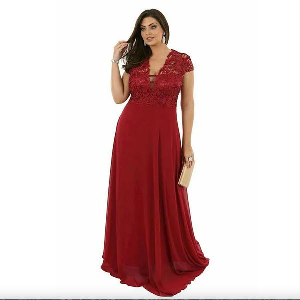 chic red plus size a line prom dresses sheer deep v neck beaded lace evening gown floor length chiffon formal dress, Black
chic red plus size a line prom dresses sheer deep v neck beaded lace evening gown floor length chiffon formal dress, Black