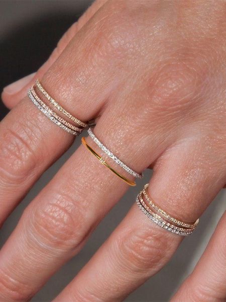 silver rings for women zircon inlaid half eternity stacktable ring fine jewelry for wedding anniversary, Golden;silver
silver rings for women zircon inlaid half eternity stacktable ring fine jewelry for wedding anniversary, Golden;silver