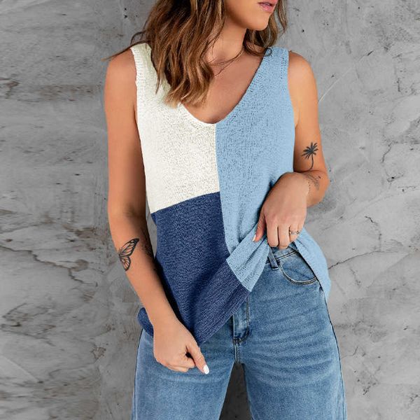 sleeveless tank shiying female outwear spring/summer new v-neck contrast panel knitted, White
sleeveless tank shiying female outwear spring/summer new v-neck contrast panel knitted, White