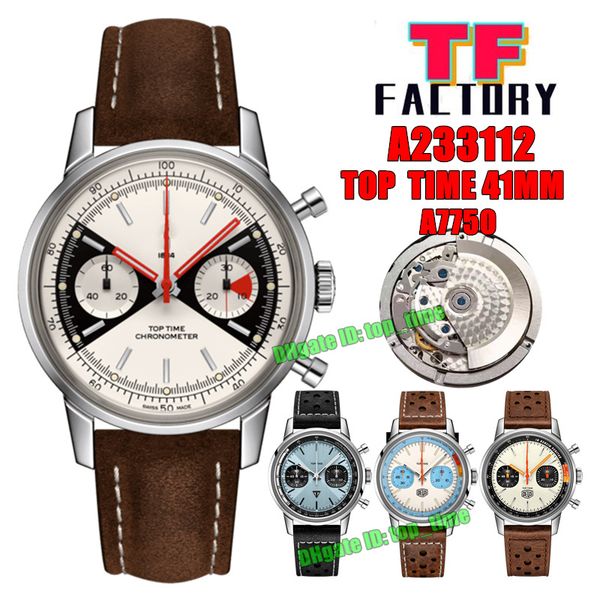 tf watches 41mm time a23310121g1x1 stainless steel eta7750 automatic chronograph mens watch white dial leather strap gents wristwatches, Slivery;brown
tf watches 41mm time a23310121g1x1 stainless steel eta7750 automatic chronograph mens watch white dial leather strap gents wristwatches, Slivery;brown