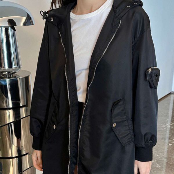 Women' Coat Autumn Winter New Letter Triangle Packaging Decoration Hooded Zipper Nylon Windbreaker Mid Length Fashion Coat, Black
Women' Coat Autumn Winter New Letter Triangle Packaging Decoration Hooded Zipper Nylon Windbreaker Mid Length Fashion Coat, Black