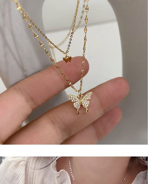 2023 new butterfly necklace female niche design net red light luxury birthday gift double clavicle chain, Silver
2023 new butterfly necklace female niche design net red light luxury birthday gift double clavicle chain, Silver