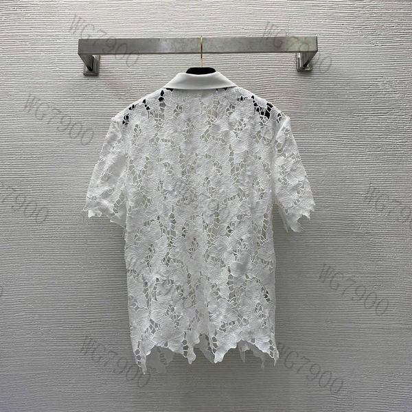 women designer pants sets high-end custom hollow see-through water-soluble lace two-piece suit button down lapel short-sleeved shirt zipper, White
women designer pants sets high-end custom hollow see-through water-soluble lace two-piece suit button down lapel short-sleeved shirt zipper, White