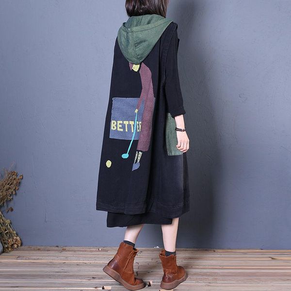 leather retro women long hooded vest summer autumn cardigan sleeveless plus size korean fashion loose big pocket new, Black
leather retro women long hooded vest summer autumn cardigan sleeveless plus size korean fashion loose big pocket new, Black