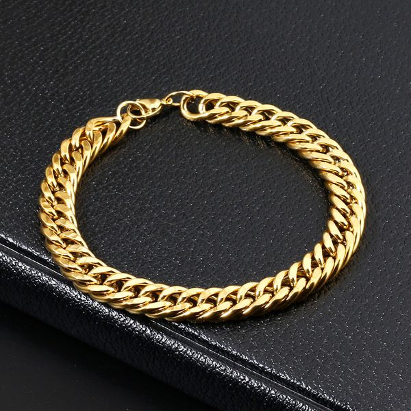 new trendy mens gold plated stainless steel chain bracelet 22cm hip hop jewelry, Black
new trendy mens gold plated stainless steel chain bracelet 22cm hip hop jewelry, Black