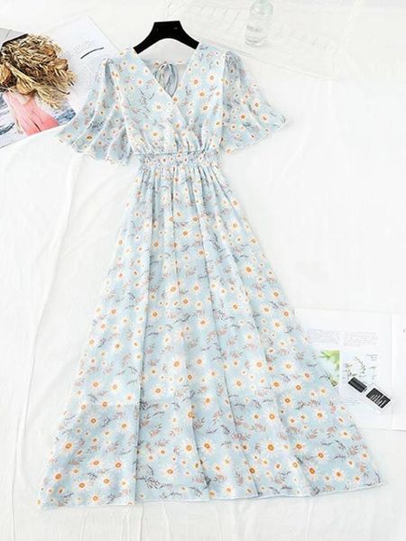 dresses vintage floral print long dress women elastic waist boho short sleeve ruffle chiffon dress 2021 v neck party dresses robe, Black;gray
dresses vintage floral print long dress women elastic waist boho short sleeve ruffle chiffon dress 2021 v neck party dresses robe, Black;gray