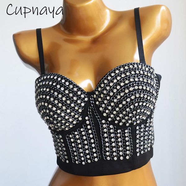 t-shirt cupnaya punk chains rhinestones women sparkly crop bustier corset short camisole bralet vest tanks black clubwear, White
t-shirt cupnaya punk chains rhinestones women sparkly crop bustier corset short camisole bralet vest tanks black clubwear, White