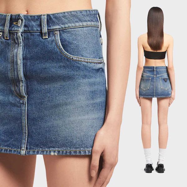 PA Skirts metal triangle high waisted fitted denim short skirt for women versatile and slimming half LDYH, A20839 # blue
PA Skirts metal triangle high waisted fitted denim short skirt for women versatile and slimming half LDYH, A20839 # blue