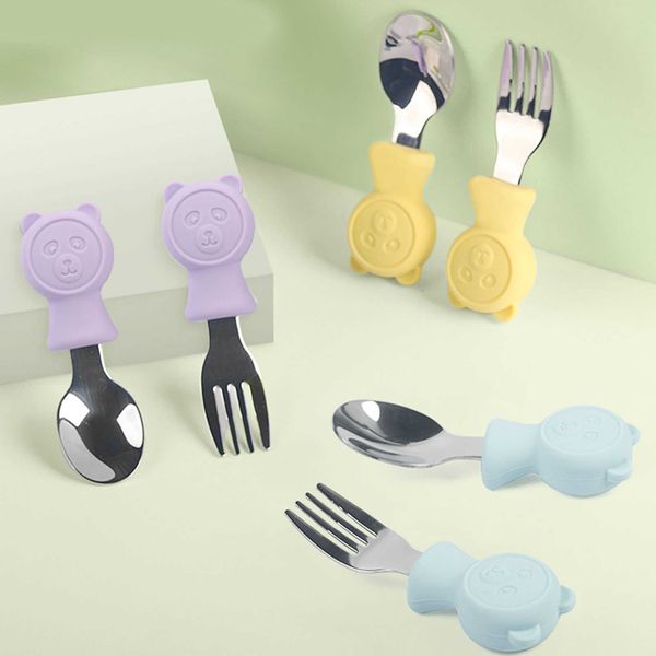 cups dishes utensils kids spoon fork set with a cute cartoon bear handle anti-fall safe toddler utensils set for kids food feed training din
cups dishes utensils kids spoon fork set with a cute cartoon bear handle anti-fall safe toddler utensils set for kids food feed training din