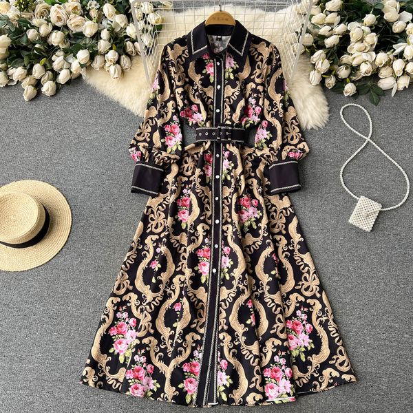 casual dresses 2023 vintage midi dress spring autumn new fashion design women runway high street black flowers print belt elegant dress, Black;gray
casual dresses 2023 vintage midi dress spring autumn new fashion design women runway high street black flowers print belt elegant dress, Black;gray