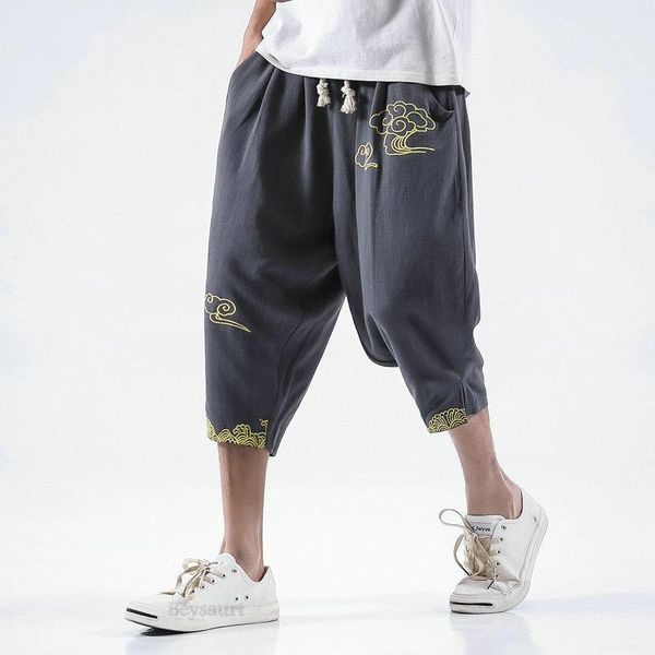 pants 2022 new streetwear casual pants men cotton linen harem joggers men chinese style embroidery calflength trousers men, Black
pants 2022 new streetwear casual pants men cotton linen harem joggers men chinese style embroidery calflength trousers men, Black