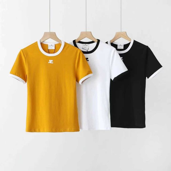 ~~~~~french niche brand jennifer ginny's same embroidered contrasting collar casual short sleeved t-shirt, White
~~~~~french niche brand jennifer ginny's same embroidered contrasting collar casual short sleeved t-shirt, White