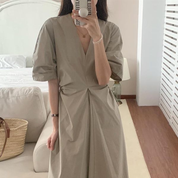 dresses vintage v neck long cotton dress summer women 2022 female waist hollow draw string midi sundress solid color, Black;gray
dresses vintage v neck long cotton dress summer women 2022 female waist hollow draw string midi sundress solid color, Black;gray