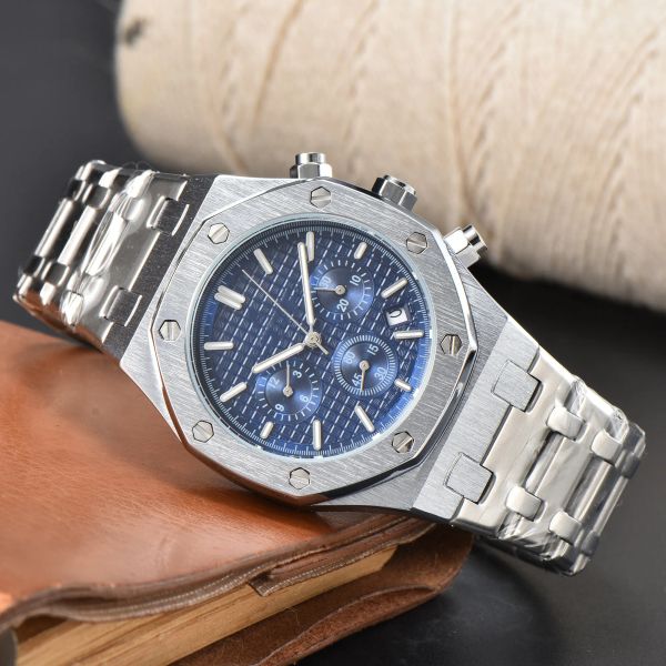 A P Mens Aude WristWatches Six needles All dial work Quartz Watches High quality Top Luxury Brand Chronograph clock Steel Belt fashion Royal men watch
A P Mens Aude WristWatches Six needles All dial work Quartz Watches High quality Top Luxury Brand Chronograph clock Steel Belt fashion Royal men watch