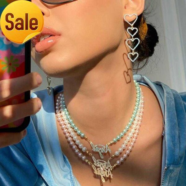 pendant necklaces arrival ins glass pearl angel letter micro-inlaid zircon beaded for women personalized jewlery, Silver
pendant necklaces arrival ins glass pearl angel letter micro-inlaid zircon beaded for women personalized jewlery, Silver