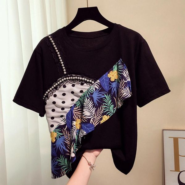 t-shirt korean 2022 ruffles patchwork t shirts women summer print o neck short sleeve female loose casual cotton ladies tees, White
t-shirt korean 2022 ruffles patchwork t shirts women summer print o neck short sleeve female loose casual cotton ladies tees, White