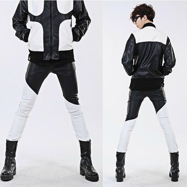pants 2746 male costumes black and white patchwork leather pants men's fashion jazz dance ds costume trousers plus size lather pants
pants 2746 male costumes black and white patchwork leather pants men's fashion jazz dance ds costume trousers plus size lather pants