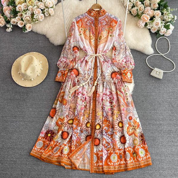 casual dresses 2023 fashion runway spring maxi dress women new design floral printed long sleeve single breasted casual belt long vestidos, Black;gray
casual dresses 2023 fashion runway spring maxi dress women new design floral printed long sleeve single breasted casual belt long vestidos, Black;gray