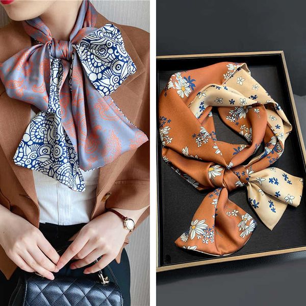 scarves skinny scarf women foulard long waid neck kerchief lady hair bands luxury print casual cravat muffler female accessory 2022 j230428, Blue;gray
scarves skinny scarf women foulard long waid neck kerchief lady hair bands luxury print casual cravat muffler female accessory 2022 j230428, Blue;gray