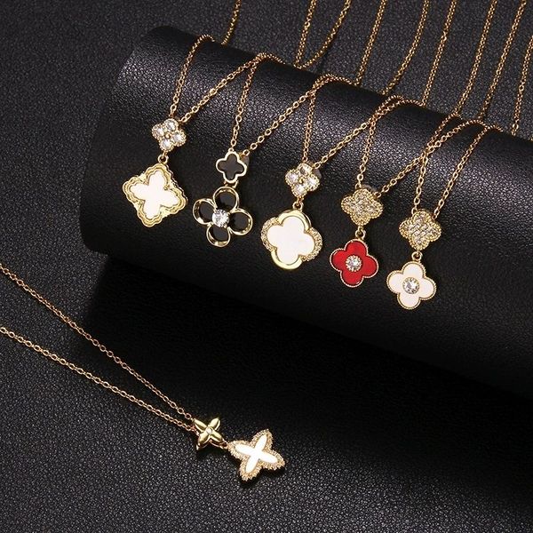 clover necklace double-sided four-leaf clover luxury pendant necklace designer women's titanium steel gold plated never fade without bo, Silver
clover necklace double-sided four-leaf clover luxury pendant necklace designer women's titanium steel gold plated never fade without bo, Silver