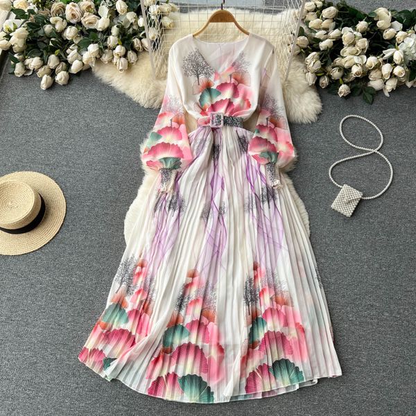 casual dresses 2023 france retro loose dress floral v neck long lantern sleeves belt pleated a line women elegant maxi vintage sundress, Black;gray
casual dresses 2023 france retro loose dress floral v neck long lantern sleeves belt pleated a line women elegant maxi vintage sundress, Black;gray