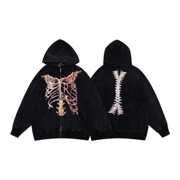men's hoodies sweatshirts represent skeleton damaged washed old liugao street loose fashion and women's zip hooded jacket sweater, Black
men's hoodies sweatshirts represent skeleton damaged washed old liugao street loose fashion and women's zip hooded jacket sweater, Black
