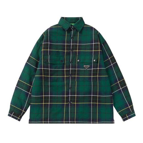 Jackets Men' High version P family autumnwinter blue green plaid triangle logo thickened casual unisex cotton jacket L96K
Jackets Men' High version P family autumnwinter blue green plaid triangle logo thickened casual unisex cotton jacket L96K